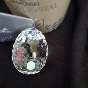 Swarovski Crystal Vintage Large Multi Faceted Egg In Box W COA